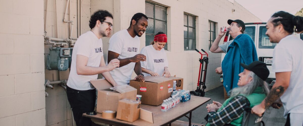 people donating goods