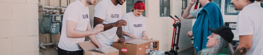 people donating goods